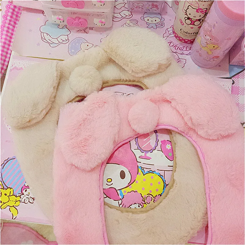 Бархатный Чехол на сиденье для унитаза с кроликом овечкой теплый мягкий чехол