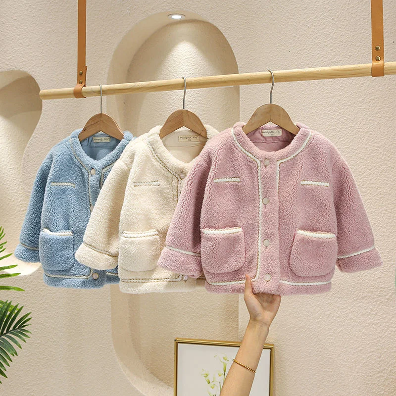 

Girls Baby's Kids Coat Jacket Outwear 2022 Slim Thicken Spring Autumn Cotton Outdoor Teenagers Overcoat Top With Pocket Children
