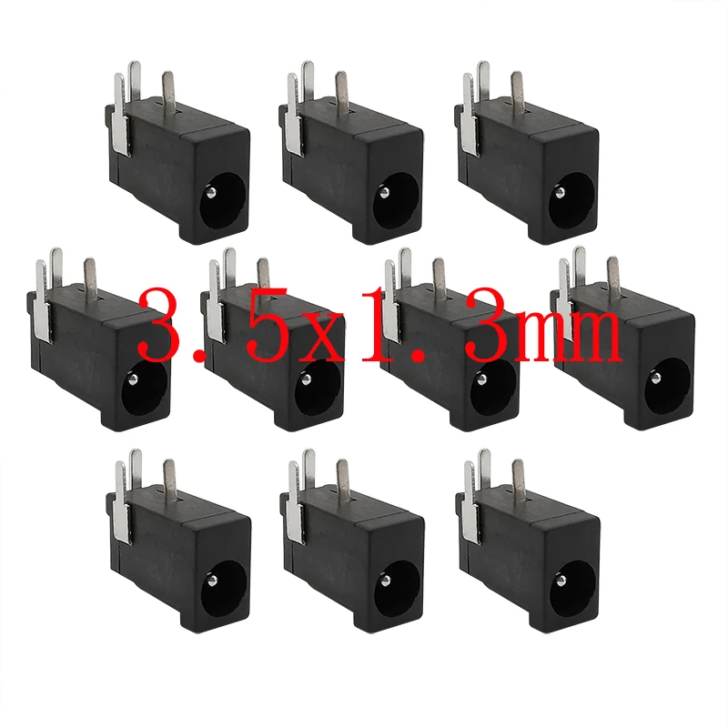 

Черная модель, 3,5x1,3 мм, разъем питания постоянного тока, 3,5*1,3 мм, разъем источника постоянного тока, прямоугольный разъем для монтажа печатно...