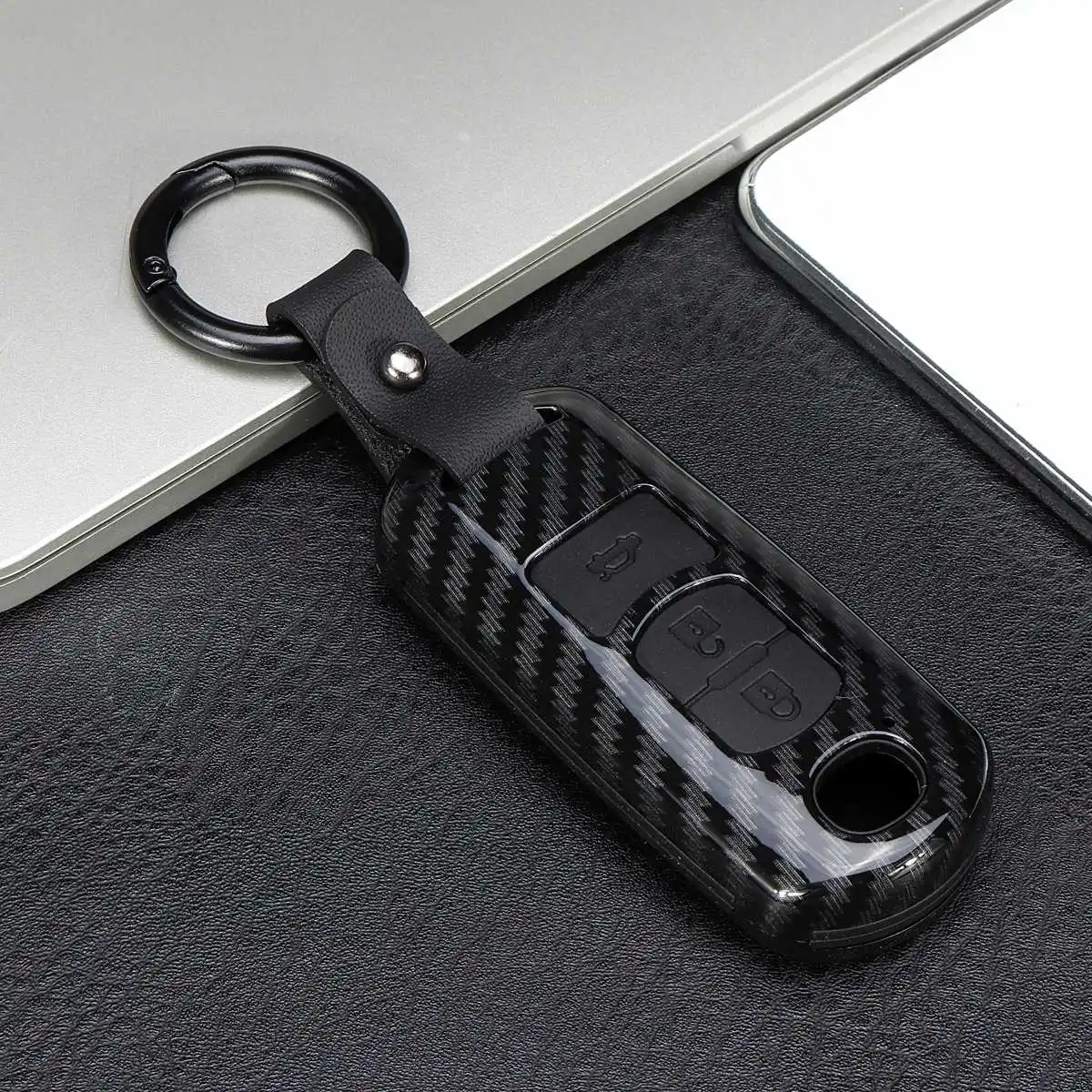 black and carbon Автомобиль 3 кнопки ABS Матовый карбоновый пульт дистанционного управления Корпус умного ключа чехол Брелок для Mazda 2 3 5 6 Cx3 Cx5 Cx7 Cx9 Mx5 2009- для женщин - Название цвета: black and carbon