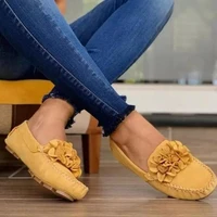solid color flower stitching slip on shallow flat womens singles shoes fall 2021 new large size casual light womens peas shoes