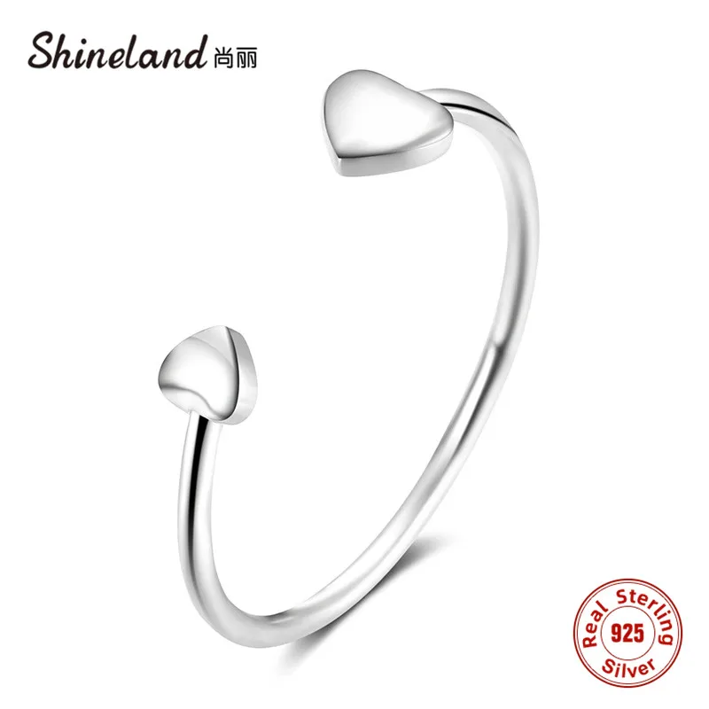 

Shineland Heart Rings for Women 925 Sterling Silver Wedding Bridal Jewelry Open Adjustable Elegant Accessories Gift 2021