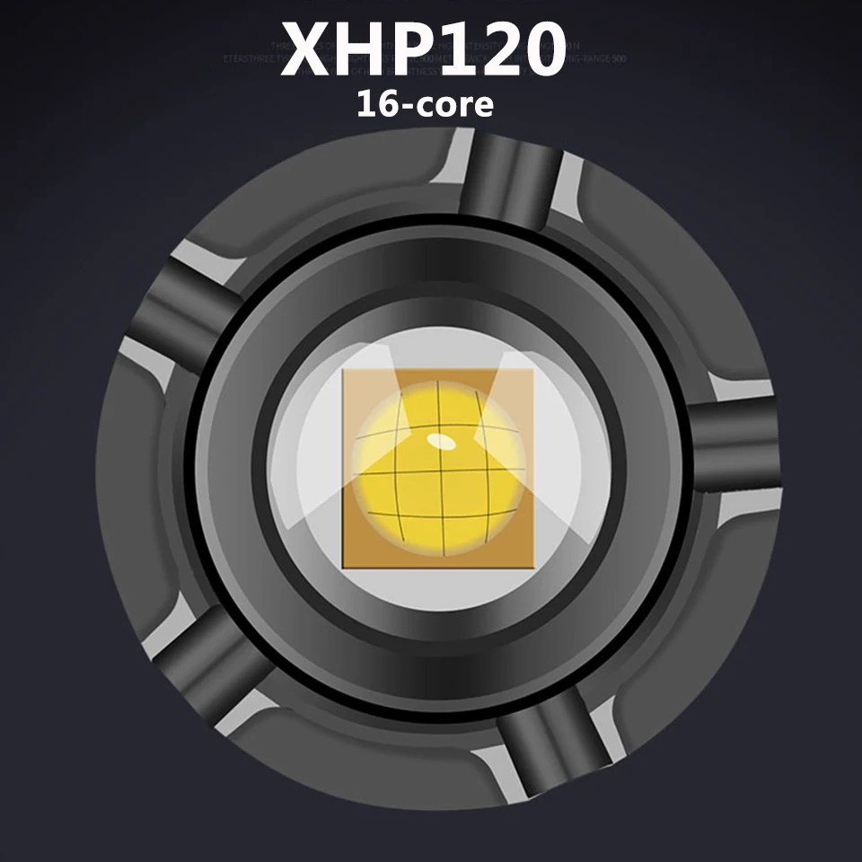 Online Linterna Led XHP120, 16 Núcleos, 4 Colores, Alta Calidad, Recargable Vía USB, Batería De 18650, Linterna De Aluminio Con Zoom, 3 Uds.