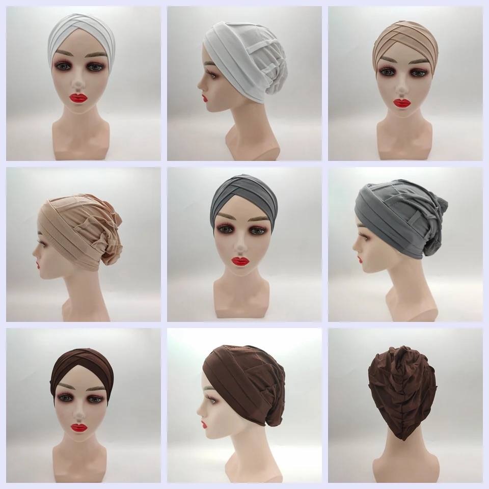 Женская мусульманская шапка головная повязка однотонная индийская с оборками