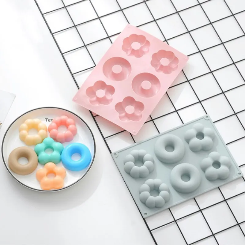 

6 Cavity Silicone Donut Mold Non-Stick Baking Pan Cake Decoration Tools DIY Chocolate Biscuit Jelly Candy 3D Molds Kitchen Tool