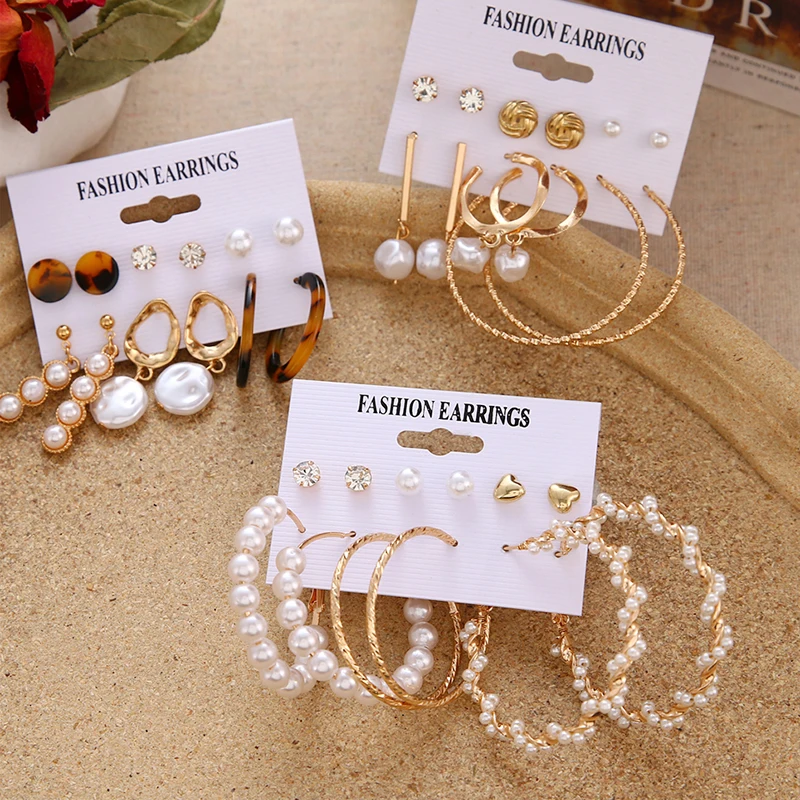 Модные золотые блестки FAMSHIN металлические геометрические серьги-гвоздики