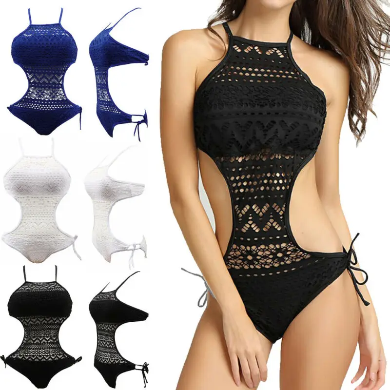 2020 летний модный женский купальник сексуальный цельный пуш ап кружевное ажурное