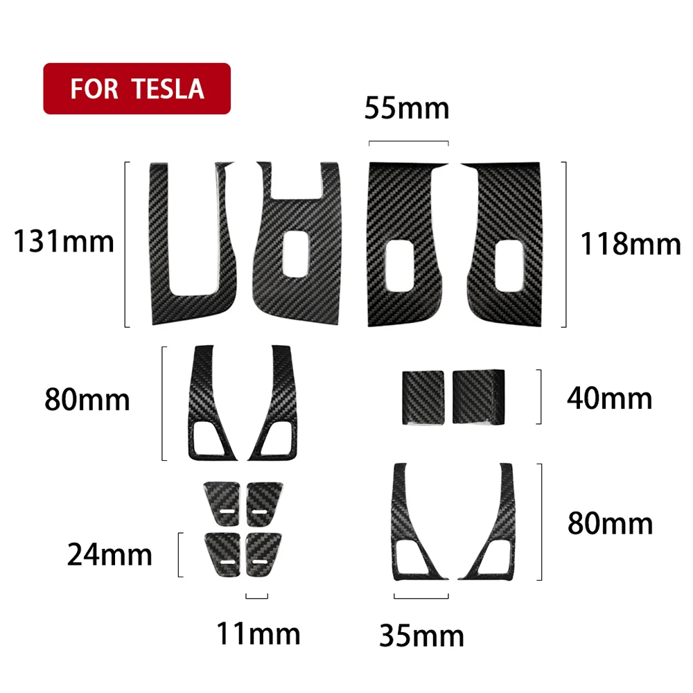 

Car Door Lift Window Button Panel for Tesla Model 3 2018 2019 Interior Carbon Fibre Door Lock Protection Stickers Accessories