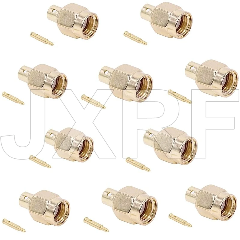

10PCS SMA Male Connector RP-SMA Male Jack Plug Center Solder Semi-Rigid For RG402 0.141" RF Coaxial cable