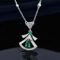 2021 Fashion Earrings Necklace S925 Silver Nurturing Emerald Jewelry Set Imitation Rhodium Plated Pear Cut