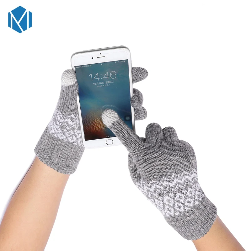 H Лидер продаж Модные Guantes для мужчин и женщин зимние теплые перчатки вязание снежинка шаблон полный палец перчатки и варежки Luvas