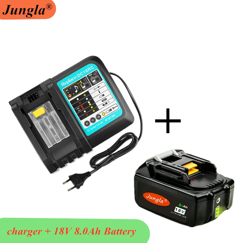 

New BL1860 18v 8000mAh Rechargeable Li-Ion Battery with DC18RCT Battery Charger for MAKITA BL1860 BL1850 BL1830 Power Tools Cell