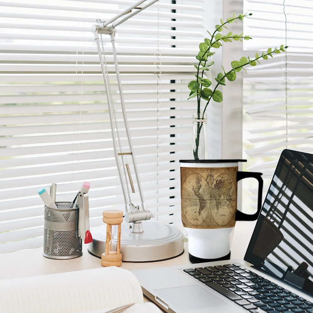 Карта мира винтажная морская старинная кофейная кружка с защитой от проливания