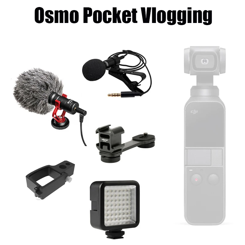 Для DJI Osmo Pocket Video Setup крепление для микрофона Vlogging L кронштейн светодиодный светильник подставка для микрофона для DJI Pocket аксессуары комплект расширения