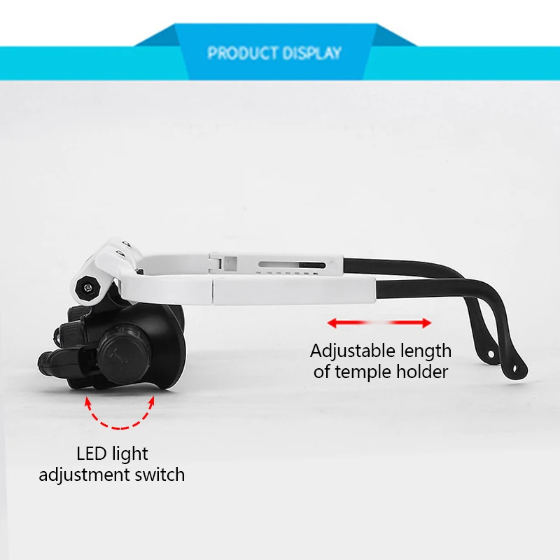 

Head Mounted Glasses Magnifier With LED Light Magnifying Glass led lupa For Watchmaker Jewelry Optical Len Glass Magnifier Loupe