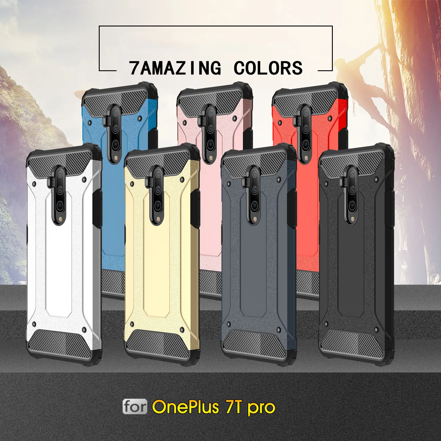 For Oneplus One Plus 7T Pro Case 6.67&quot Heavy Armor Slim Hard Rubber Tough Silicone Phone Cover Oneplus7T Mclaren |