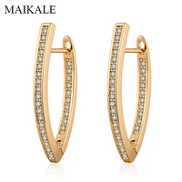 maikale new fashion v shape small stud earrings cubic zirconia gold copper earrings for women korean jewelry charm gifts