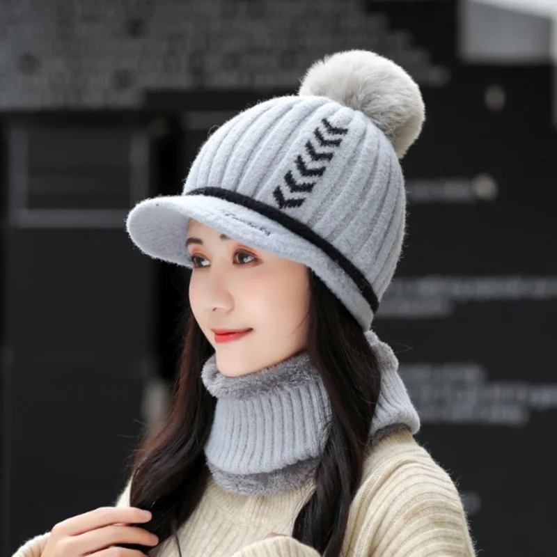 Зимняя шапка женские облегающие шапки толстые теплые шапочки зимняя вязаная