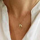 Ожерелье-чокер женское минималистичное с подвеской в виде листьев