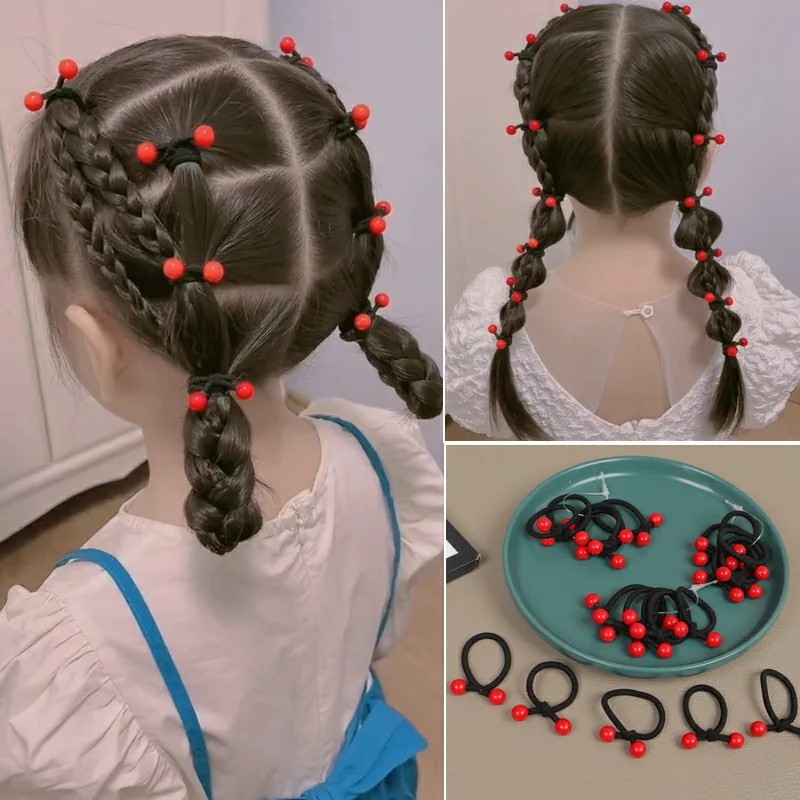 

Korean Version Of Rubber Band Black Red Bean Does Not Hurt The Hair Rope High Elasticity Simple Children's Cute Headdress