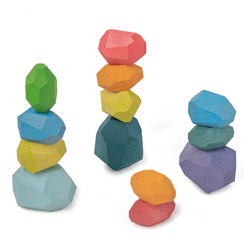 

Children's Rainbow Stone Blocks Building Block Educational Toy Creative Nordic Style Stacking Game