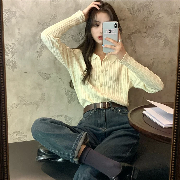 Тонкий вязаный кардиган женская одежда уличный свитер на весну и осень маленькое