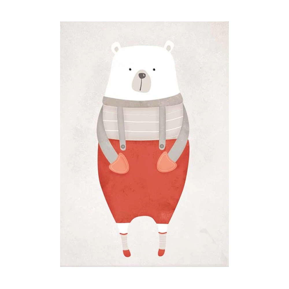 Мультяшное милое животное Безрамное живопись Скандинавское современное