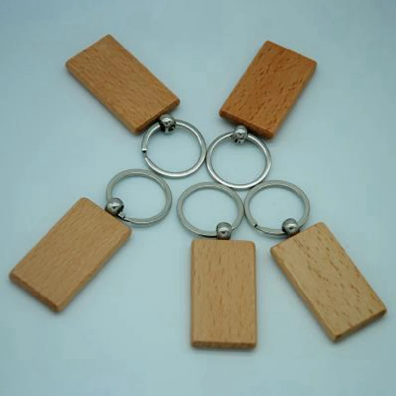 

60Pcs Blank Rectangle Wooden Key Chain Diy Wood Keychains Key Tags Can Engrave Diy Gifts