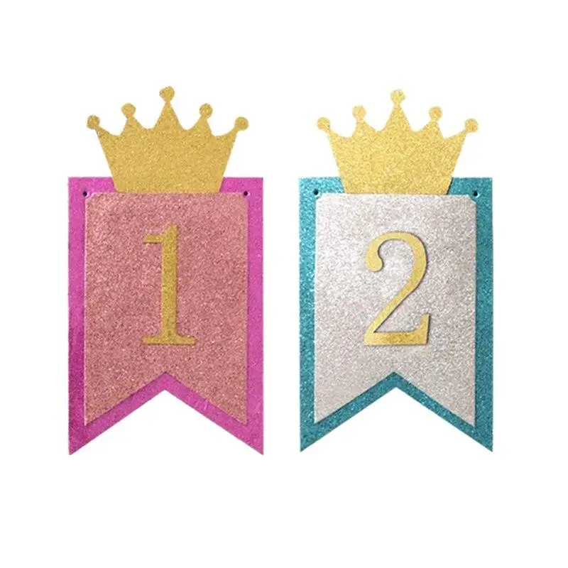 

Glitter Crown Banner Baby First Birthday ONE Year 1st 2rd Birthday Party Decoration Boy Girl I AM ONE Bunting Baby Shower Decor