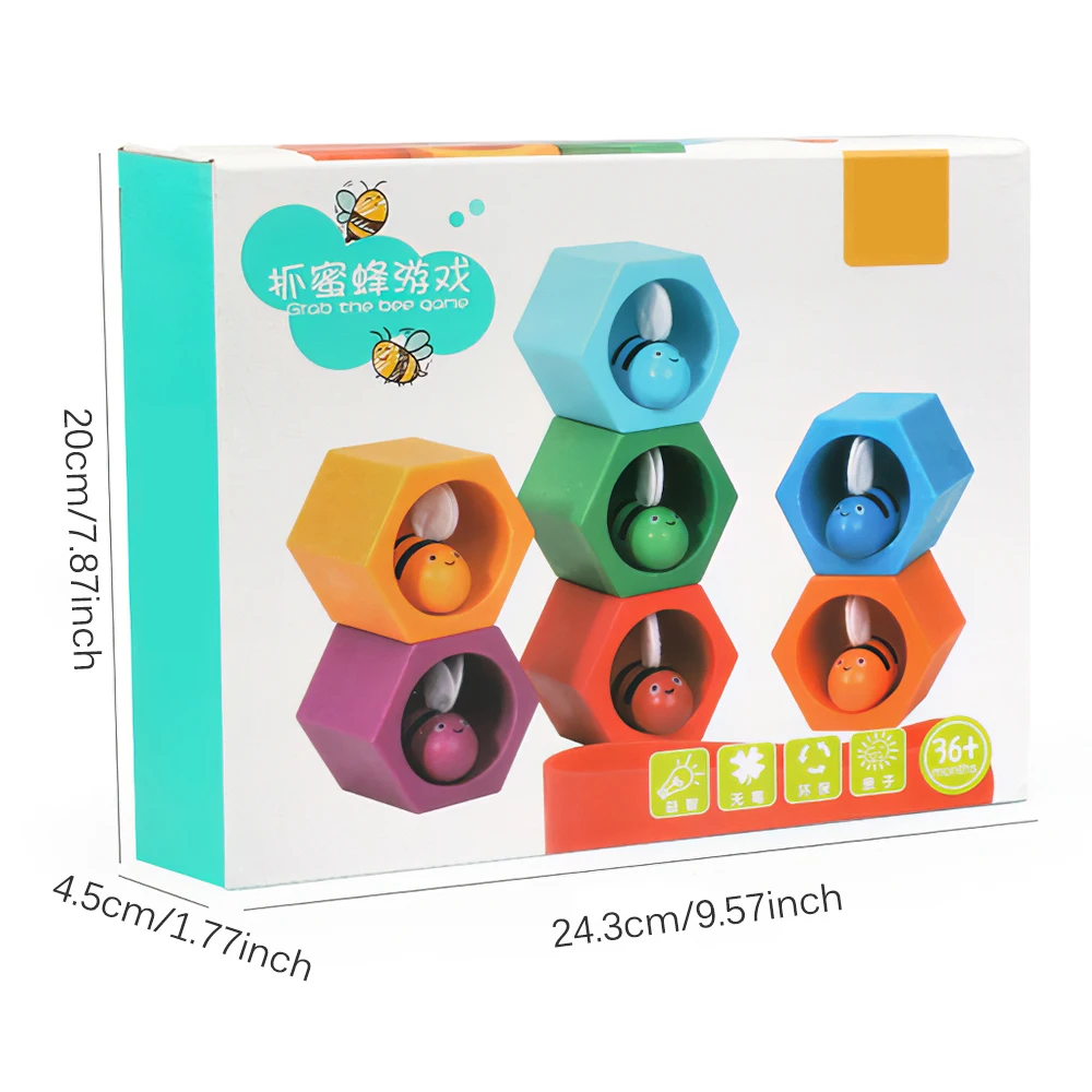 

Kids Hive Game Board Montessori Toys Color Cognition Clip Small Bee Jigsaw Toy Wooden Learning Educational Beehive Games Jigsaws