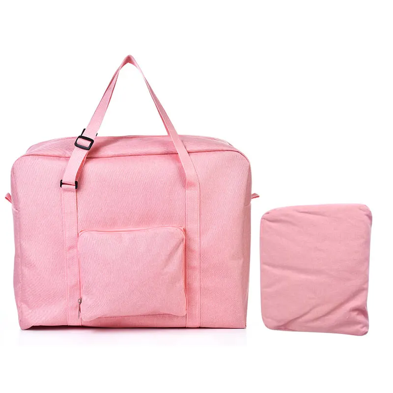 light pink Мужская Дорожная сумка для багажа, нейлоновая Водонепроницаемая Большая вместительная женская сумка на плечо, складные дорожные сумки, ручная упаковка, кубики, Органайзер - Цвет: light pink