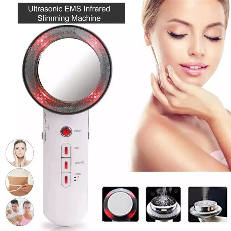 Beste Facial Lifting Ems 3 En 1 Infrarood Ultrasone Body Gezicht Schoonheid Ultrasound Afslanken Vet Brander Cavitatie Machine Stimulator Apparaat