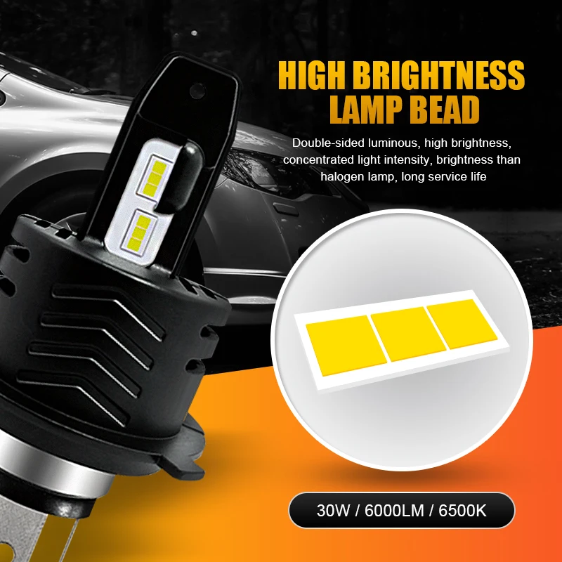 Светодиодные автолампы EURS 9S H4 H7 s H11 H8 HB4 H1 HB3 9005 9006 60 Вт 6000 лм|Передние LED-фары для