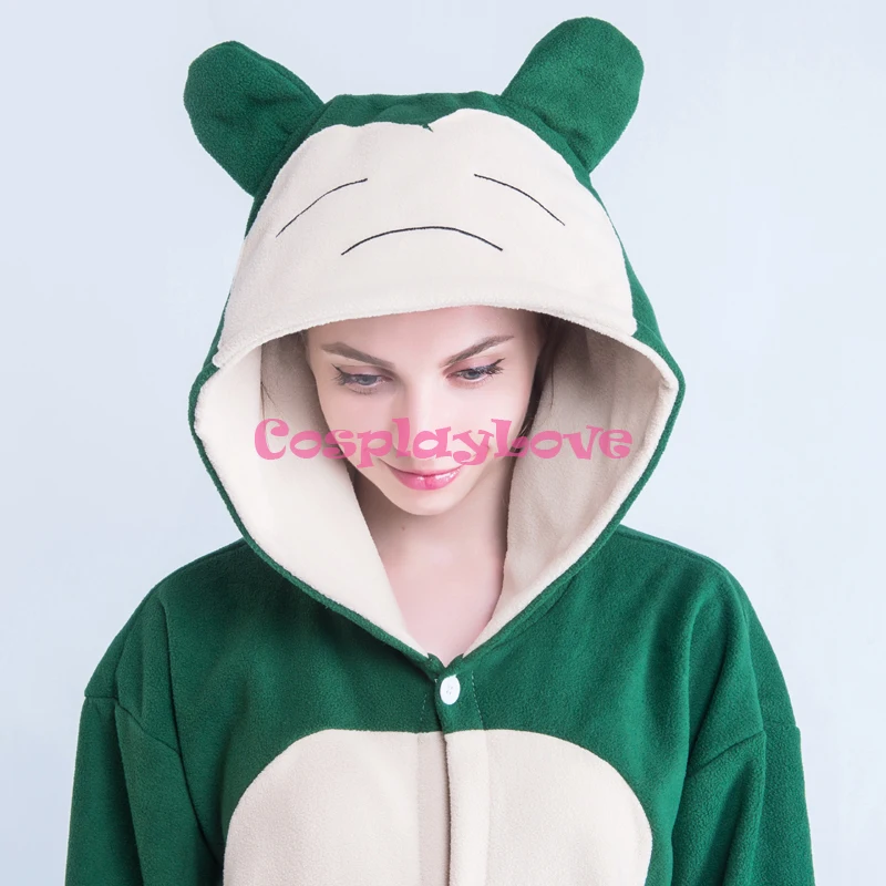

Green Kabimon Pajamas Jumpsuit Animal Cosplay Costume Coral Women Men Onesies Cartoon Halloween Sleepwear Sleepsuit