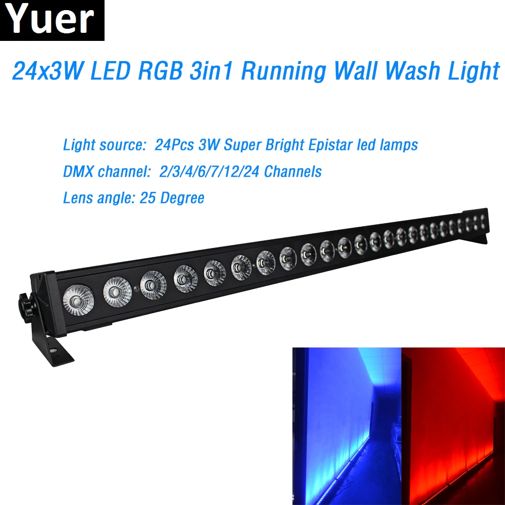 

Светодиодная настенная RGB лампа DMX для мытья стен, панель с углом обзора 25 градусов для сцены, вечевечерние, дискотеки, диджея, 24x3 Вт, 3 в 1, 2/4/6/7/...