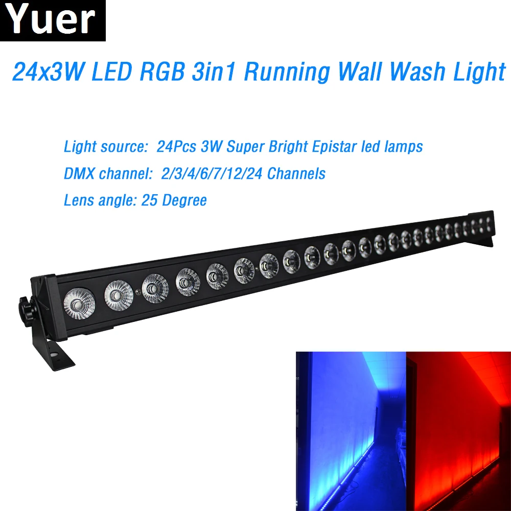 Светодиодный настенный светильник 3 в 1 24x3 Вт RGB DMX 2/4/6/7/12/24 каналов угол обзора 25