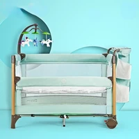 multifunctional baby crib cradle folding portable mobile baby stitching big bed