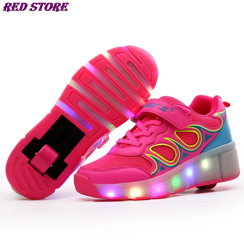 

2018 Luminous Sneakers Kids Glowing Sneakers with wheels Kids Shoes Roller Skates Shoes Wheels Children Sneakers for Boys Girls