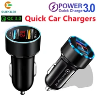 suikuai k30 quick car charger fast charging two ports for huawei iphone xiaomi universal aluminum dual usb adapter 3 0qc2 4a