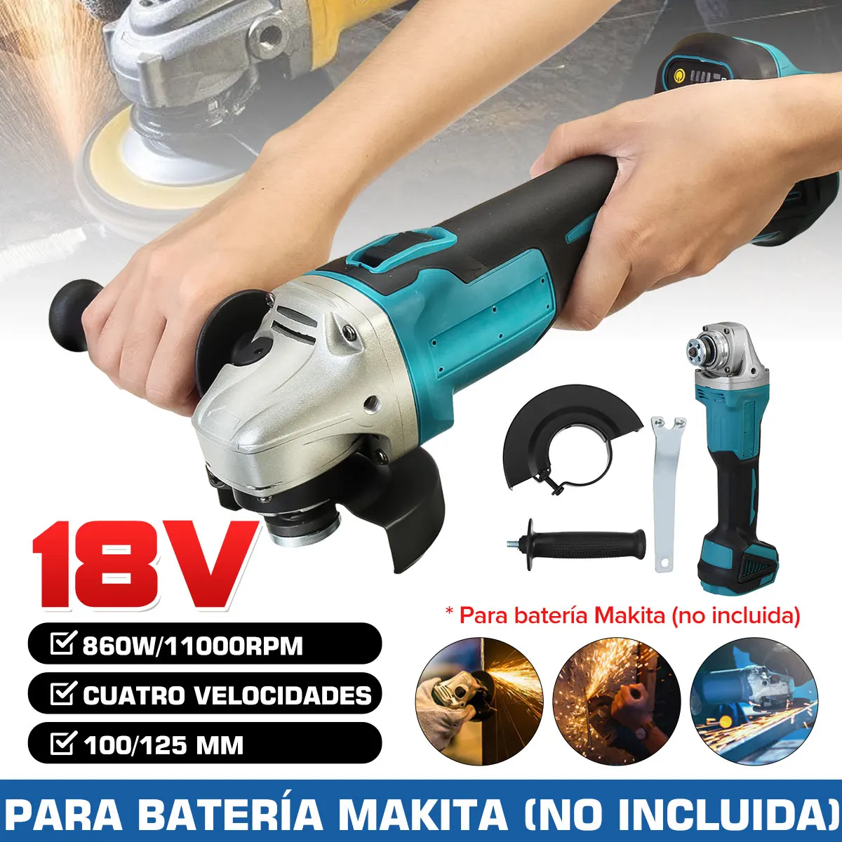 Беспроводная ударная шлифовальная машина бесщеточный угловой станок 100 мм/125 мм