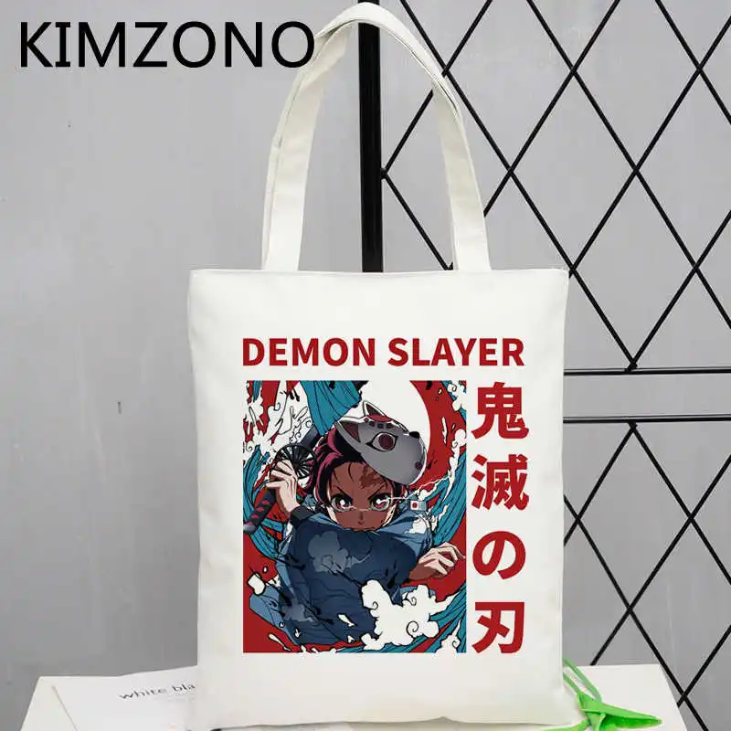 

Demon Slayer Kimetsu No Yaiba shopping bag eco jute bag shopper bolsa bag ecobag shoping sacolas