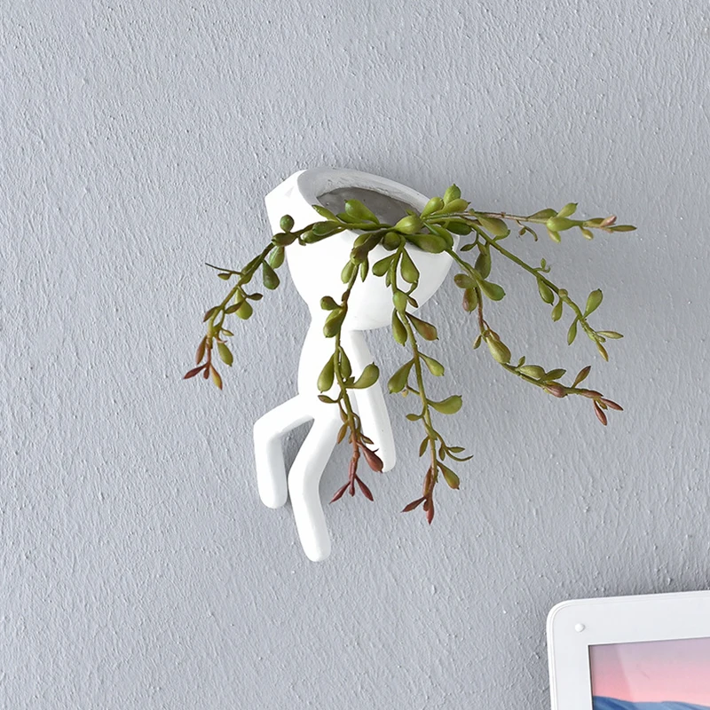 

Resin vase Wall Hanging Round Home Decor Art Pure Color Bonsai Living Room Restaurant Decoration Succulent Glass Container