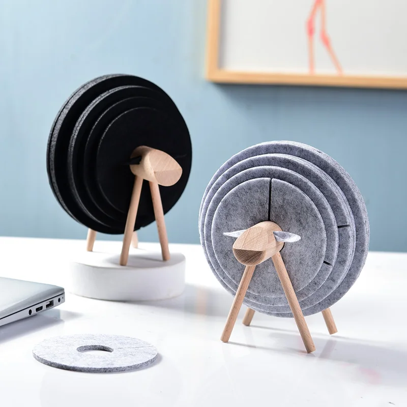 

New Sheep Shape Anti Slip Cup Pads Coasters Insulated Round Felt Cup Mats Japan Style Creative Home Office Decor Art Crafts Gift