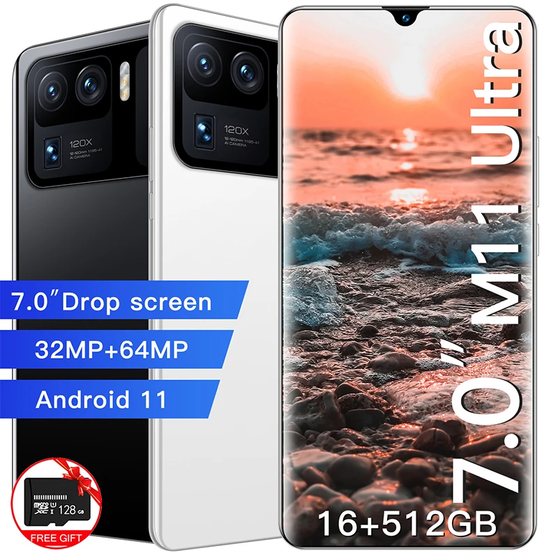 

Смартфон глобальная версия M11 Ultra, 7,0 дюйма, 7200 мАч, Face ID, Android, Drop Screen, 16 ГБ + 512 ГБ, мобильный телефон с десятиядерным процессором, семейным телеф...