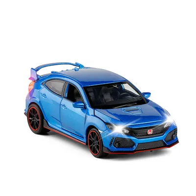Синий Новинка 1:32 HONDA CIVIC TYPE-R литые игрушечные машинки модель автомобиля со звуковым светом коллекционная машинка игрушки для детей подарок игрушки - Цвет: Синий