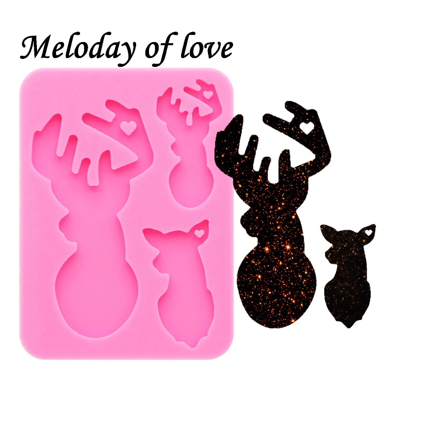 Блестящие moose mama/baby формы для брелоков DIY рождественские олени Семейные Брелоки