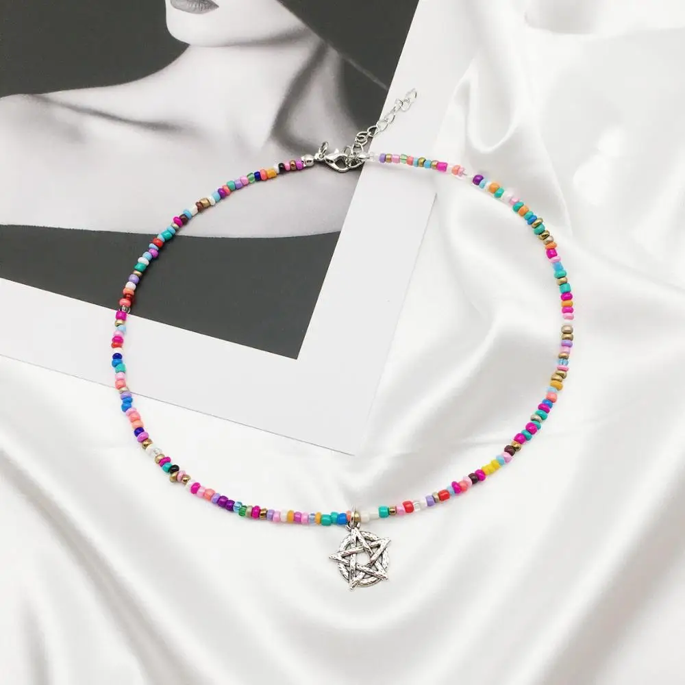 Ожерелье-чокер женское с разноцветными бусинами | Украшения и аксессуары