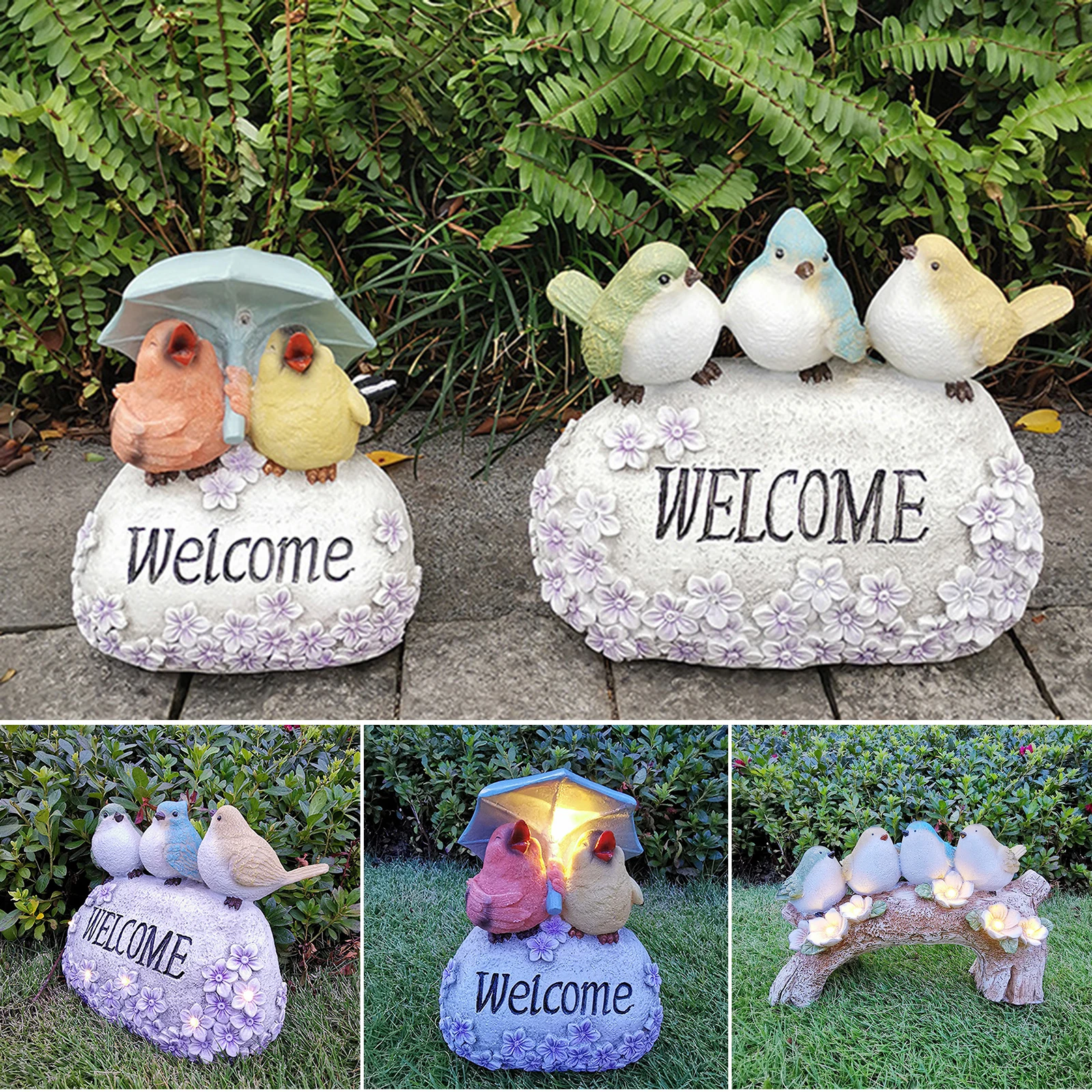 

Pastoral home garden rockery garden bonsai craft decoration living room balcony solar ornaments cute birds