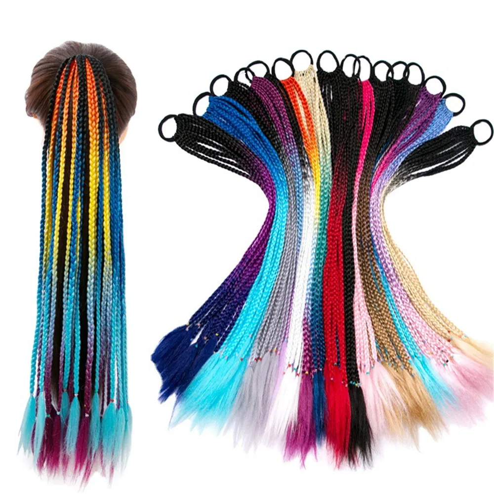

Valentine's Day Elastic Hair Band Rubber Band Hair Accessories Wig Headband Girls Twist Braid Rope Headdress Braided Colored