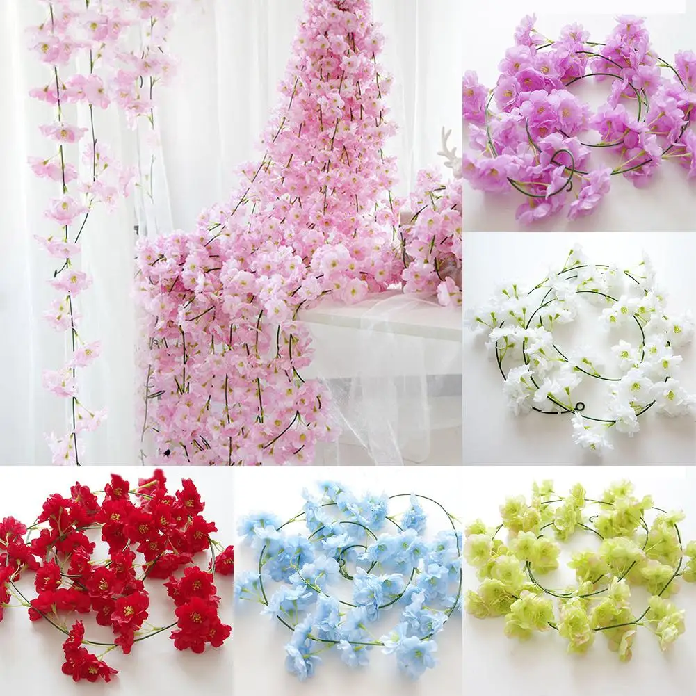 

Artificial Fake Cherry Blossom Vine Flower Plant Wedding Party Home Decoration